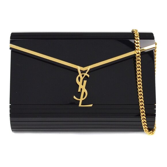 Saint Laurent Black Plexiglass Monogram Vicky Minaudiere Clutch NQ00072 - Picture 1 of 7